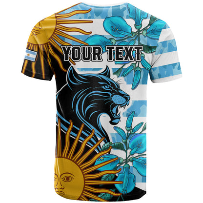 Personalised Argentina T-Shirt Los Pumas and Sol de Mayo Ceibo Flowers Graphic Tee