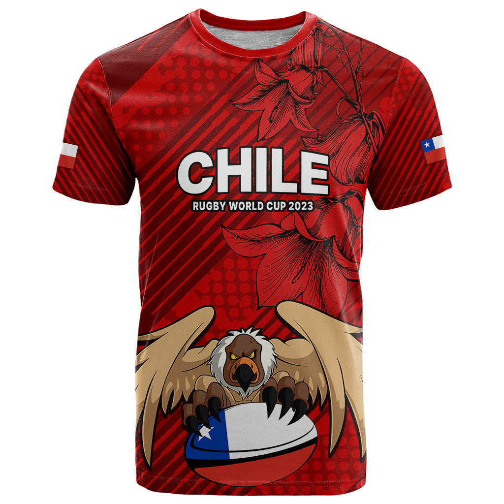Custom Chile Rugby T-Shirt Los Condores Mascot with Bellflower World Cup Graphic Tee