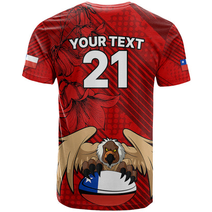 Custom Chile Rugby T-Shirt Los Condores Mascot with Bellflower World Cup Graphic Tee