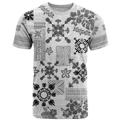 Hawaii Tapa Tribal T-Shirt With Hawaiian Quilt Pattern Black Graphic Tee