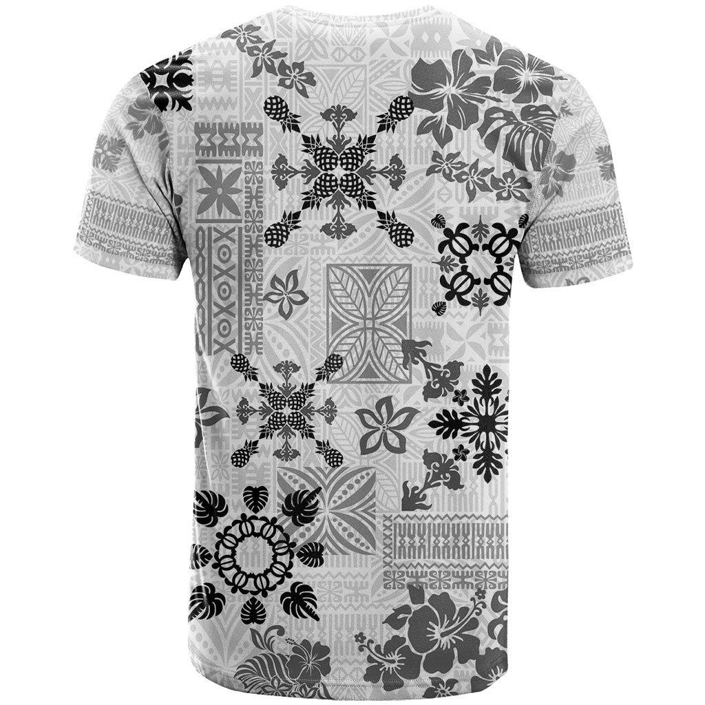 Hawaii Tapa Tribal T-Shirt With Hawaiian Quilt Pattern Black Graphic Tee