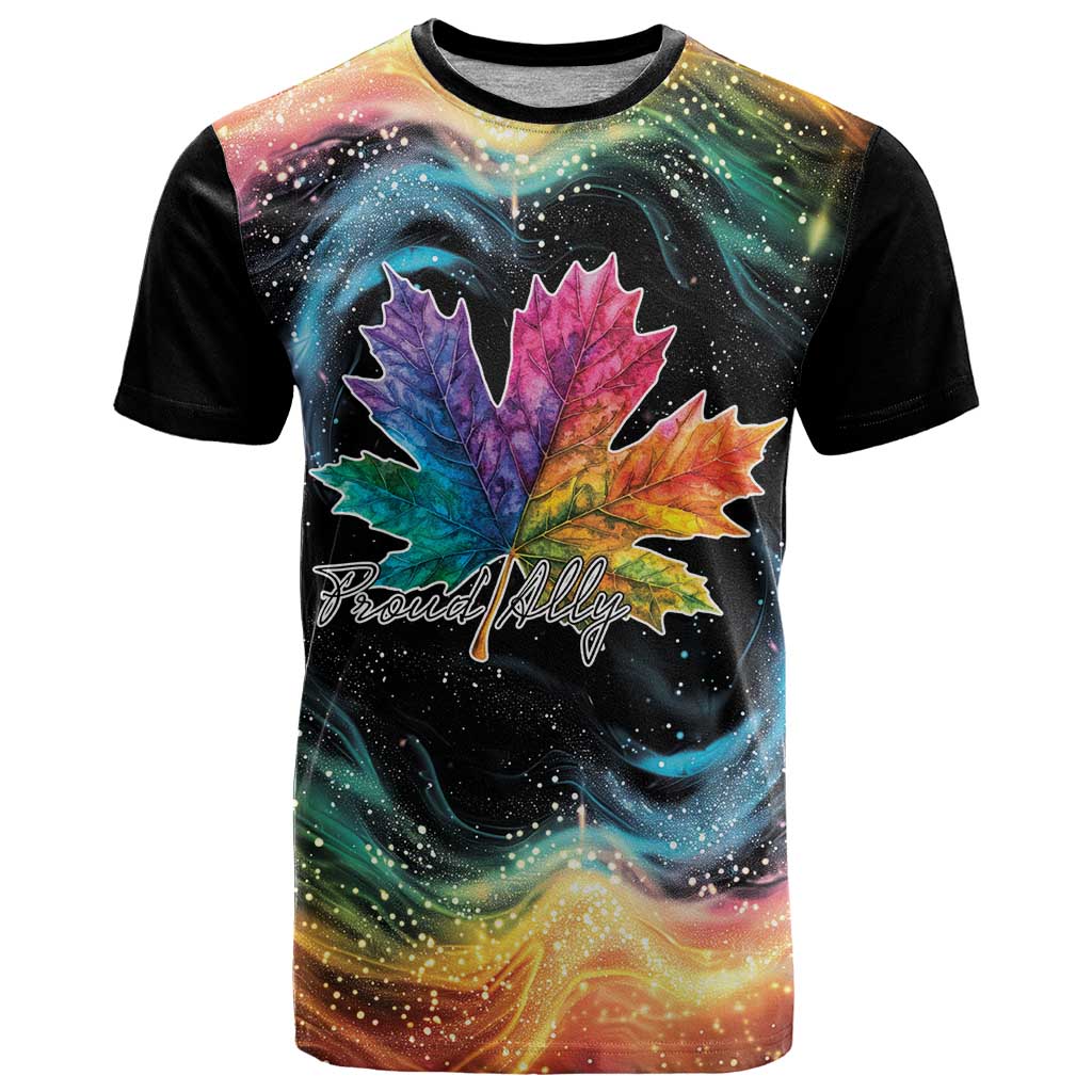 Rainbow Maple Leaf T-Shirt Canada Pride Show Your Colors Graphic Tee