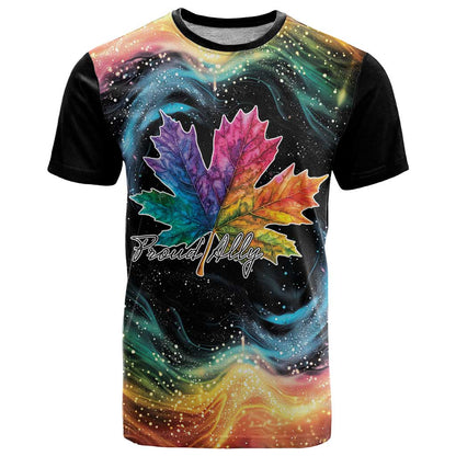 Rainbow Maple Leaf T-Shirt Canada Pride Show Your Colors Graphic Tee