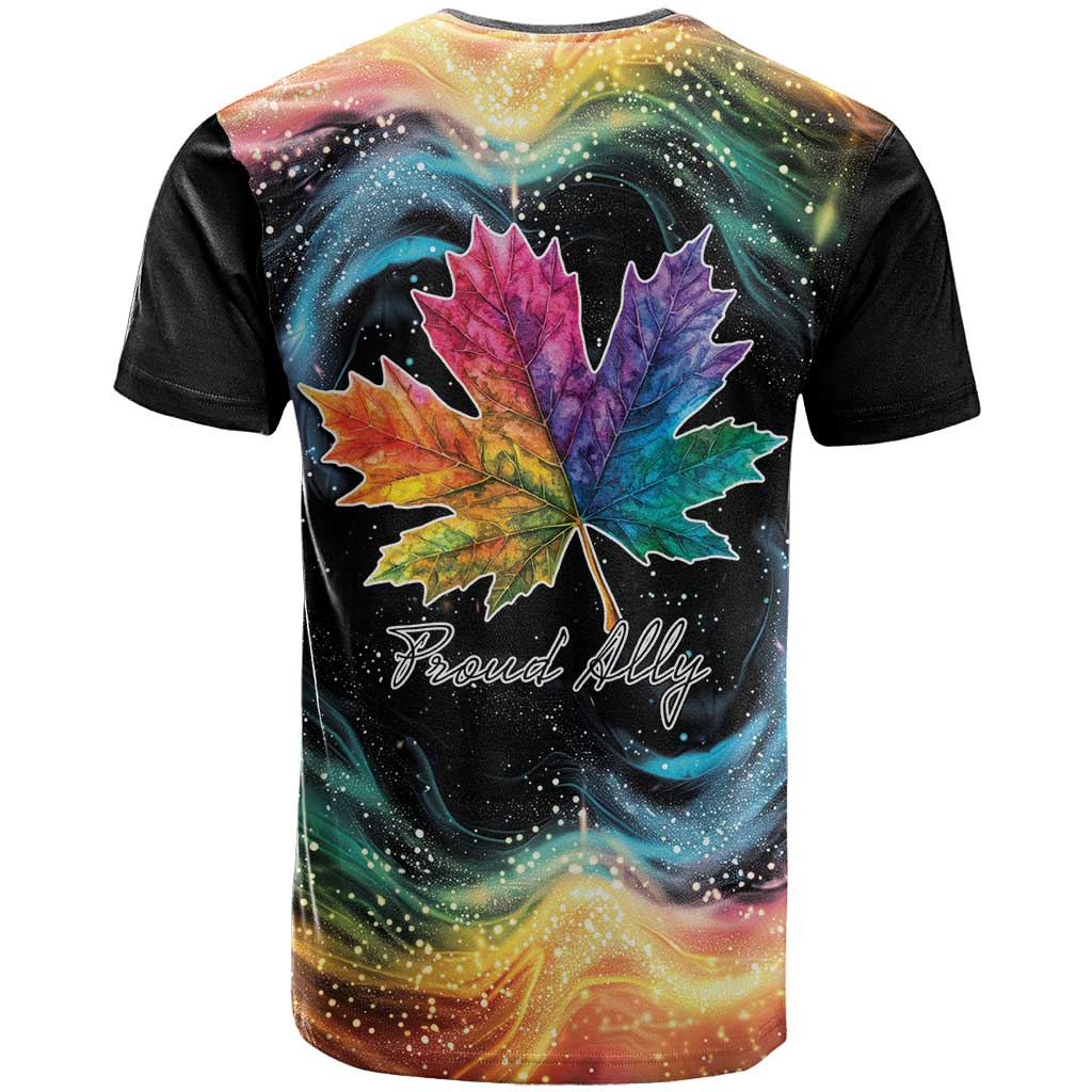 Rainbow Maple Leaf T-Shirt Canada Pride Show Your Colors Graphic Tee