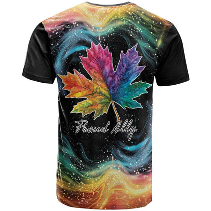 Rainbow Maple Leaf T-Shirt Canada Pride Show Your Colors Graphic Tee