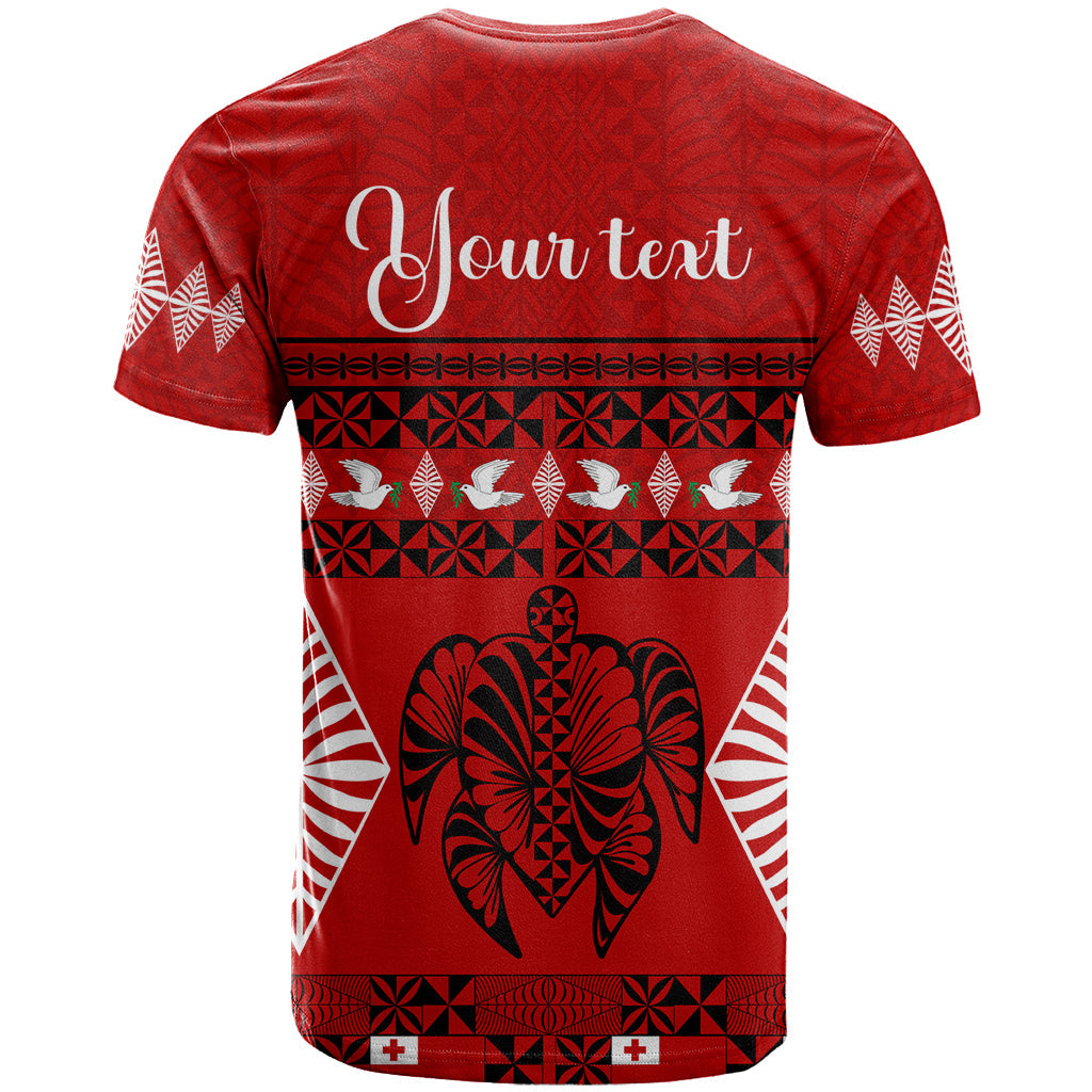 Personalised Tonga Kilisimasi Fiefia T-Shirt Merry Christmas with Turtle Ngatu Pattern Graphic Tee