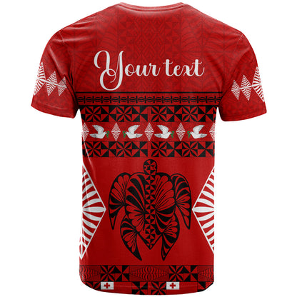 Personalised Tonga Kilisimasi Fiefia T-Shirt Merry Christmas with Turtle Ngatu Pattern Graphic Tee