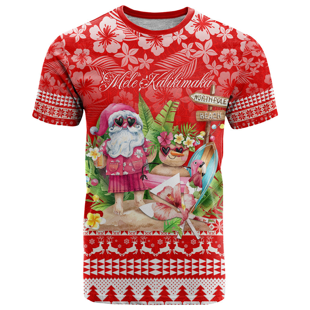 Personalised Hawaii Mele Kalikimaka T-Shirt Santa Beach Merry Christmas Graphic Tee