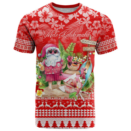 Personalised Hawaii Mele Kalikimaka T-Shirt Santa Beach Merry Christmas Graphic Tee