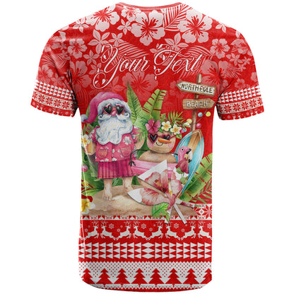 Personalised Hawaii Mele Kalikimaka T-Shirt Santa Beach Merry Christmas Graphic Tee