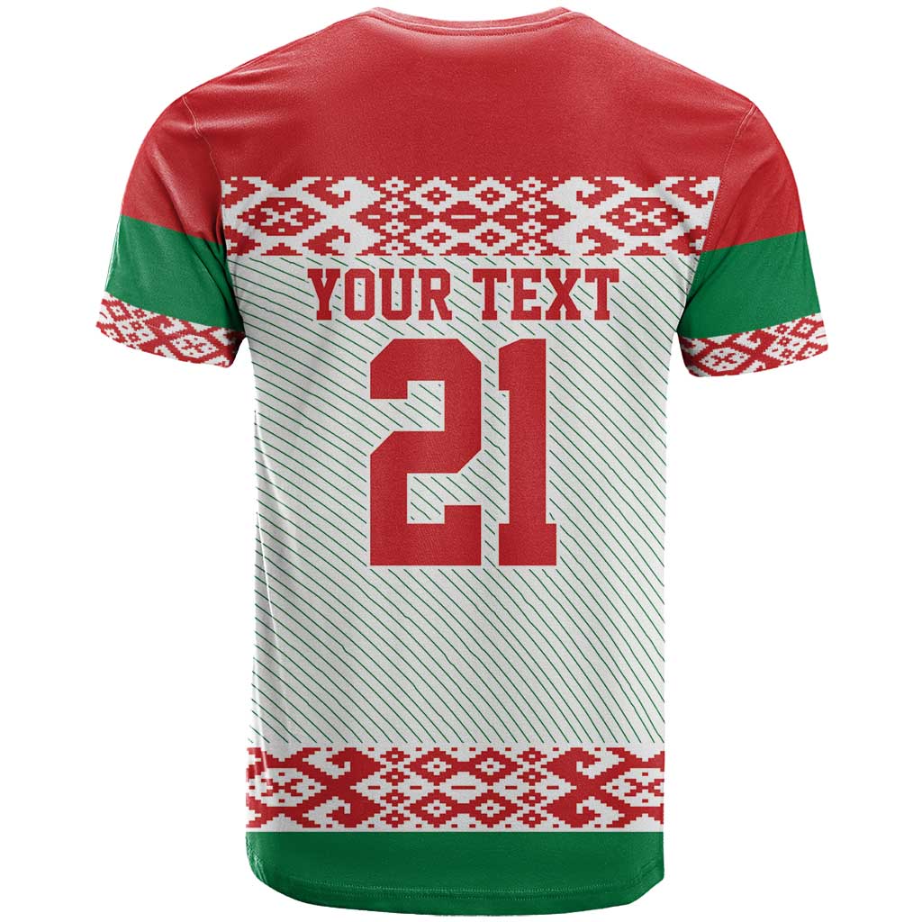 Belarus Ice Hockey Custom T-Shirt With Bison Mascot Flag Style Graphic Tee