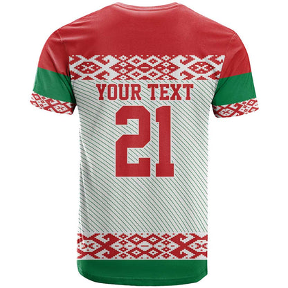 Belarus Ice Hockey Custom T-Shirt With Bison Mascot Flag Style Graphic Tee