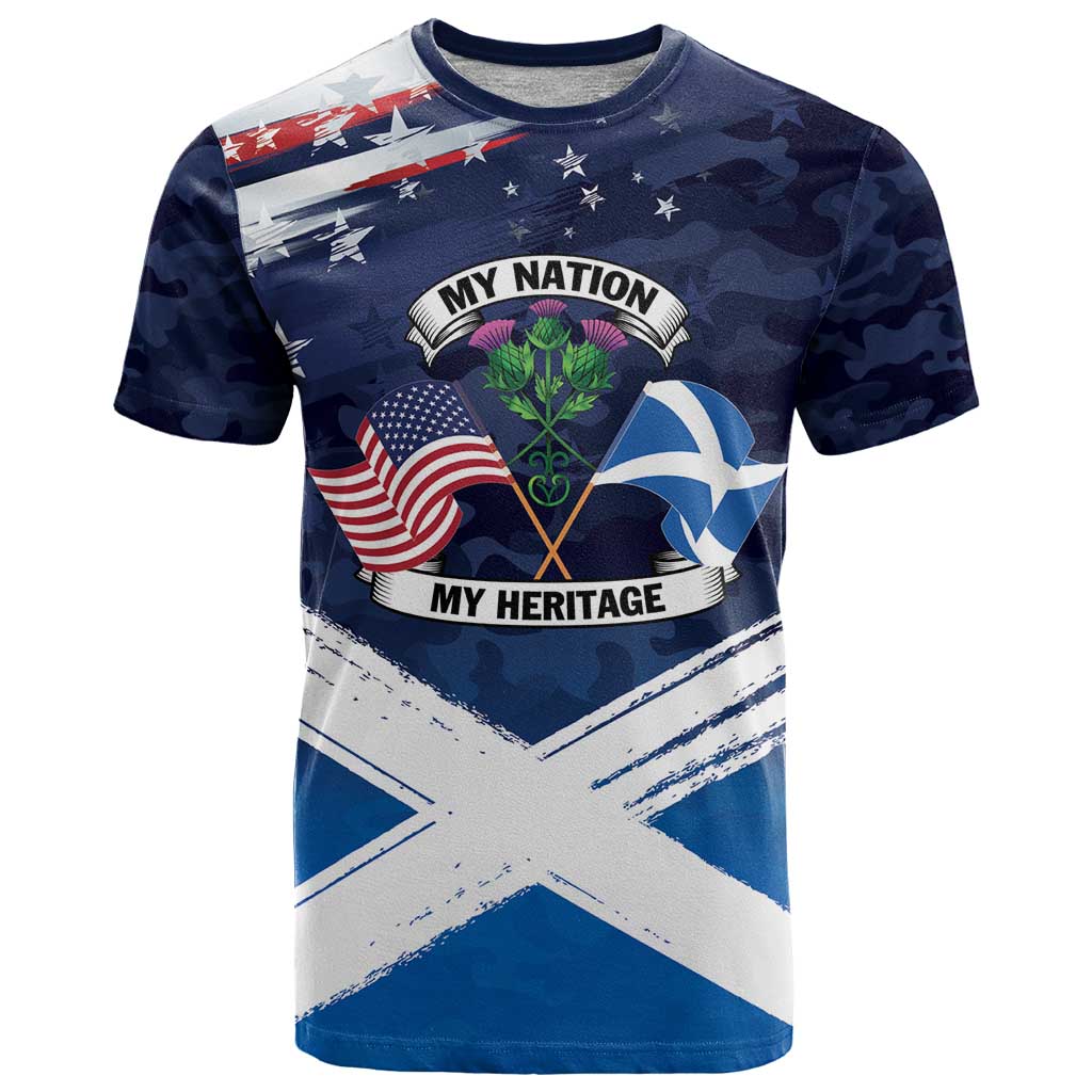 USA Scotland Flag T-Shirt My Nation My Heritage Graphic Tee