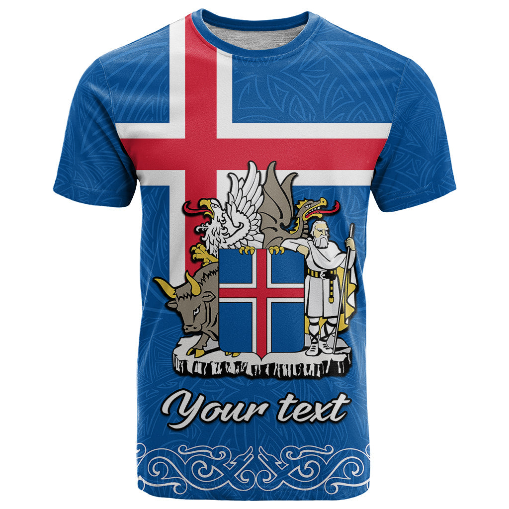 Personalised Iceland T-Shirt Icelandic Coat Of Arms and Flag Graphic Tee