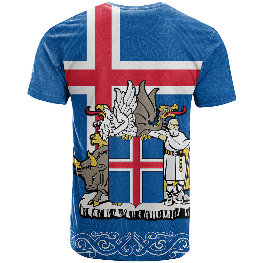 Personalised Iceland T-Shirt Icelandic Coat Of Arms and Flag Graphic Tee