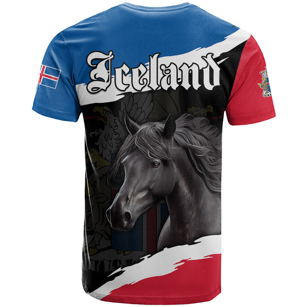 Icelandic Horse T-Shirt Icelandic Coat of Arm - Black Graphic Tee