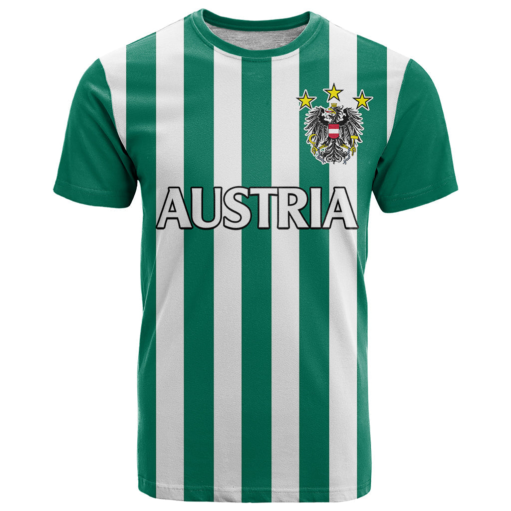 Custom Text And Number Austria T-Shirt Austrian Coat Of Arms Minimalist Green Style No1 Graphic Tee