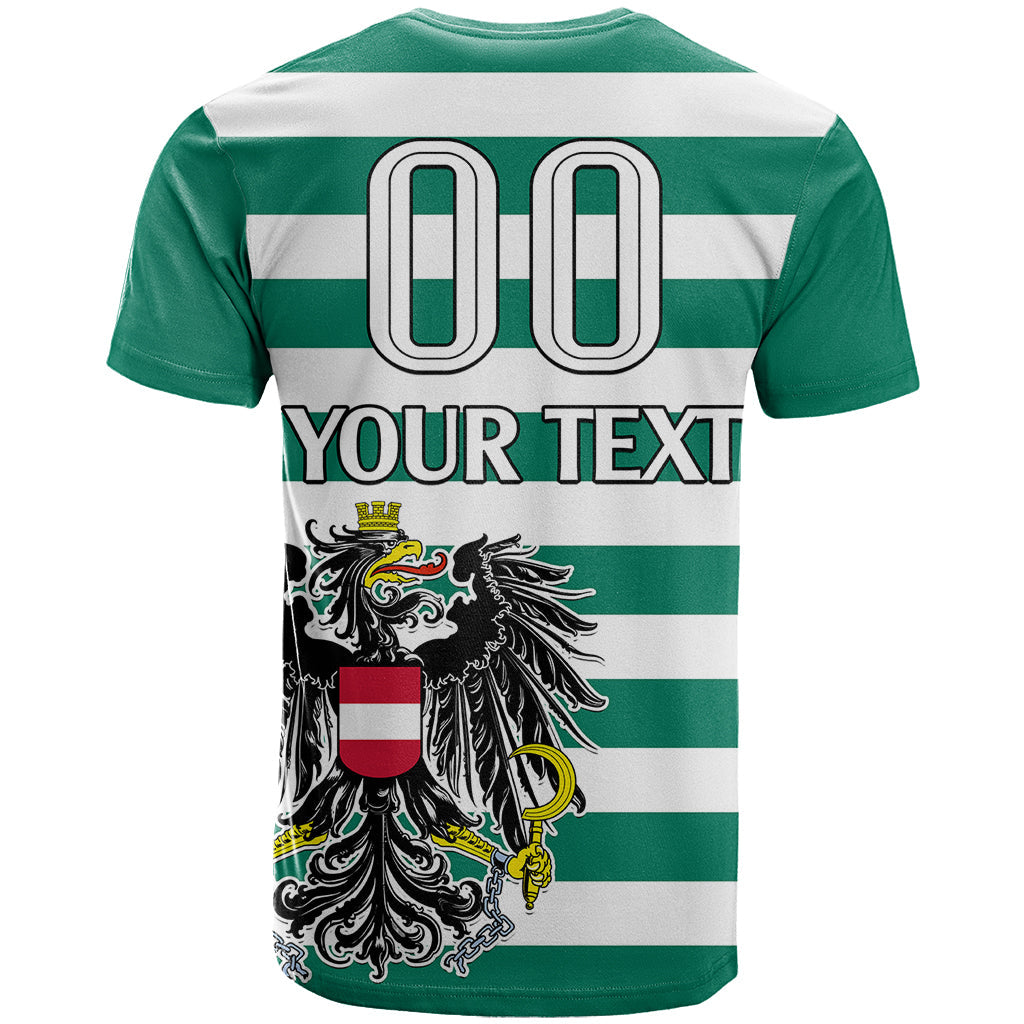 Custom Text And Number Austria T-Shirt Austrian Coat Of Arms Minimalist Green Style No2 Graphic Tee