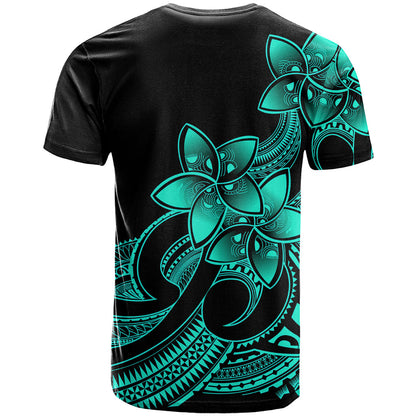 Polynesian Pride Plumeria Flowers T-Shirt Polynesian Tribal Aqua Vibe Graphic Tee