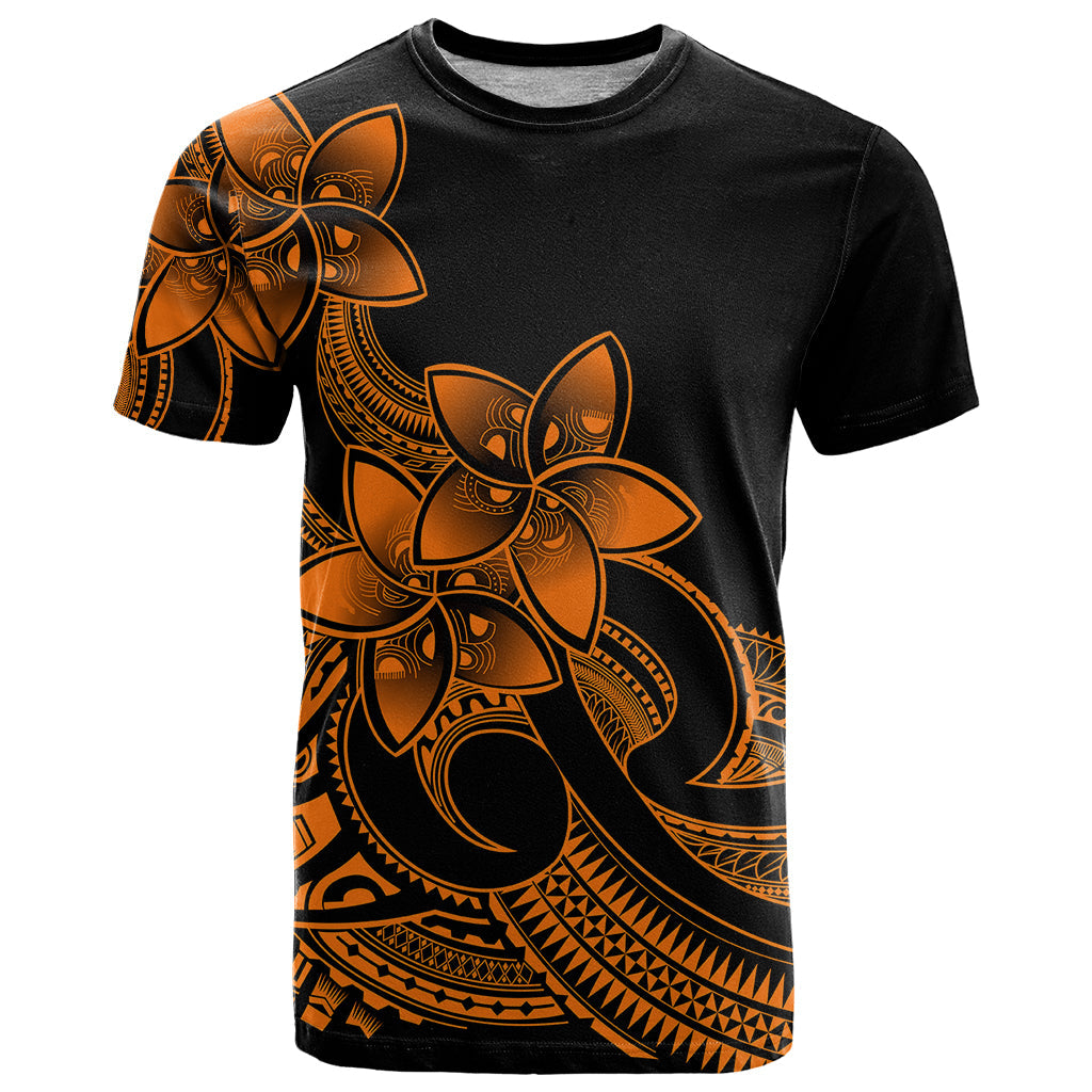 Polynesian Pride Plumeria Flowers T-Shirt Polynesian Tribal Gold Vibe Graphic Tee