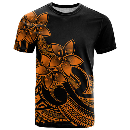 Polynesian Pride Plumeria Flowers T-Shirt Polynesian Tribal Gold Vibe Graphic Tee
