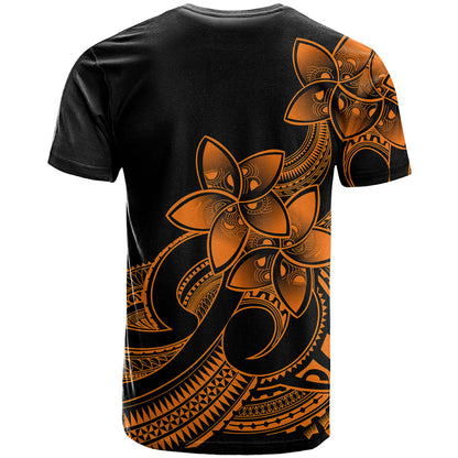 Polynesian Pride Plumeria Flowers T-Shirt Polynesian Tribal Gold Vibe Graphic Tee