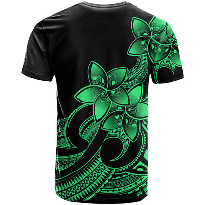 Polynesian Pride Plumeria Flowers T-Shirt Polynesian Tribal Green Vibe Graphic Tee