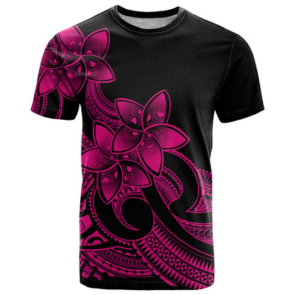 Polynesian Pride Plumeria Flowers T-Shirt Polynesian Tribal Pink Vibe Graphic Tee