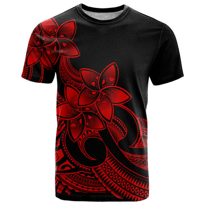 Polynesian Pride Plumeria Flowers T-Shirt Polynesian Tribal Red Vibe Graphic Tee