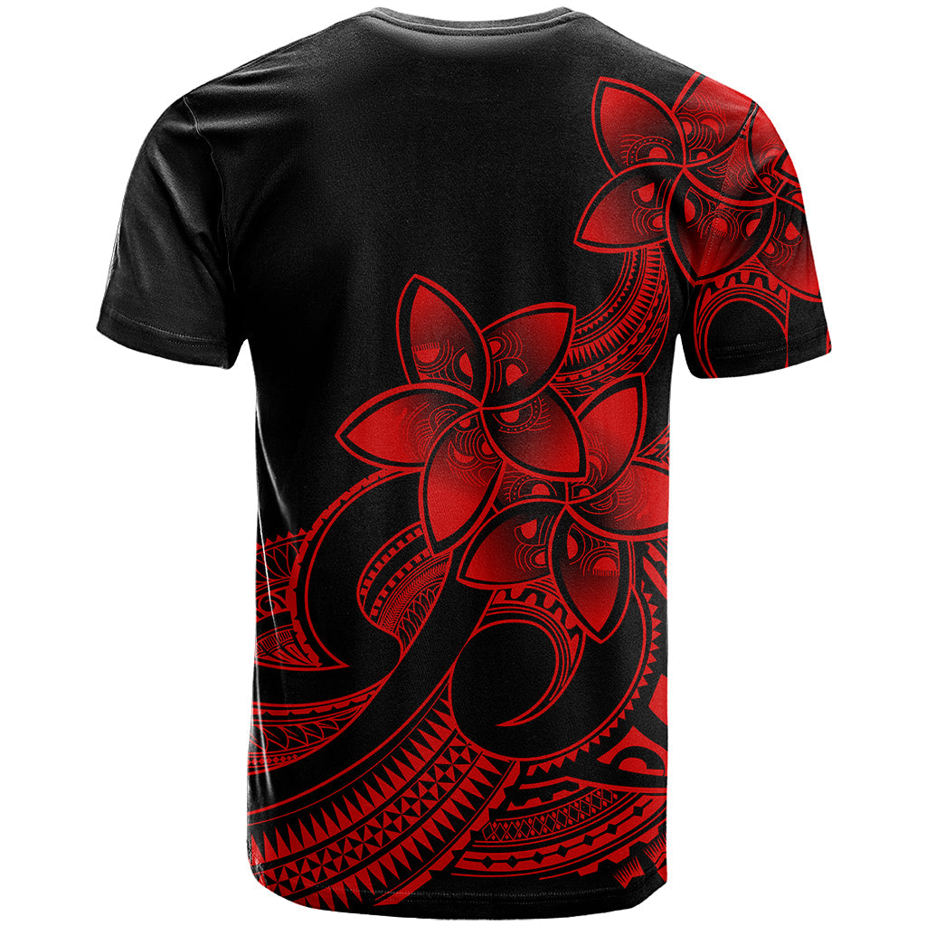Polynesian Pride Plumeria Flowers T-Shirt Polynesian Tribal Red Vibe Graphic Tee