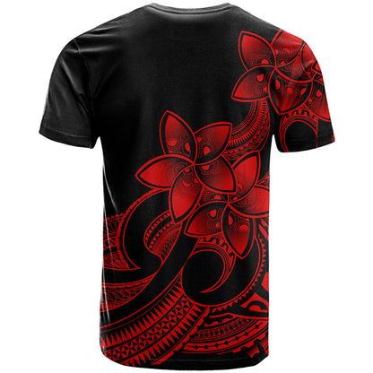 Polynesian Pride Plumeria Flowers T-Shirt Polynesian Tribal Red Vibe Graphic Tee