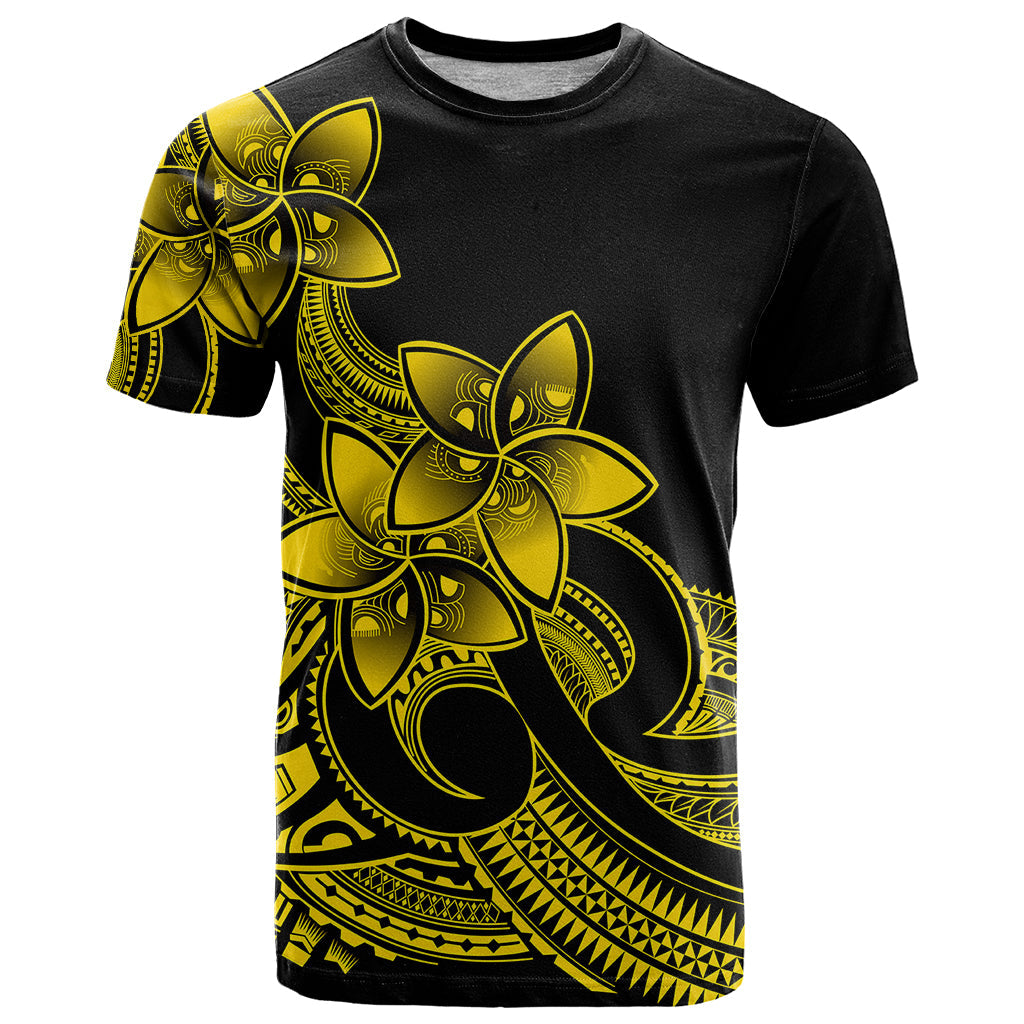 Polynesian Pride Plumeria Flowers T-Shirt Polynesian Tribal Yellow Vibe Graphic Tee