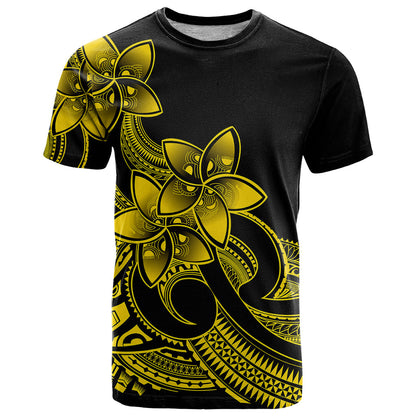 Polynesian Pride Plumeria Flowers T-Shirt Polynesian Tribal Yellow Vibe Graphic Tee