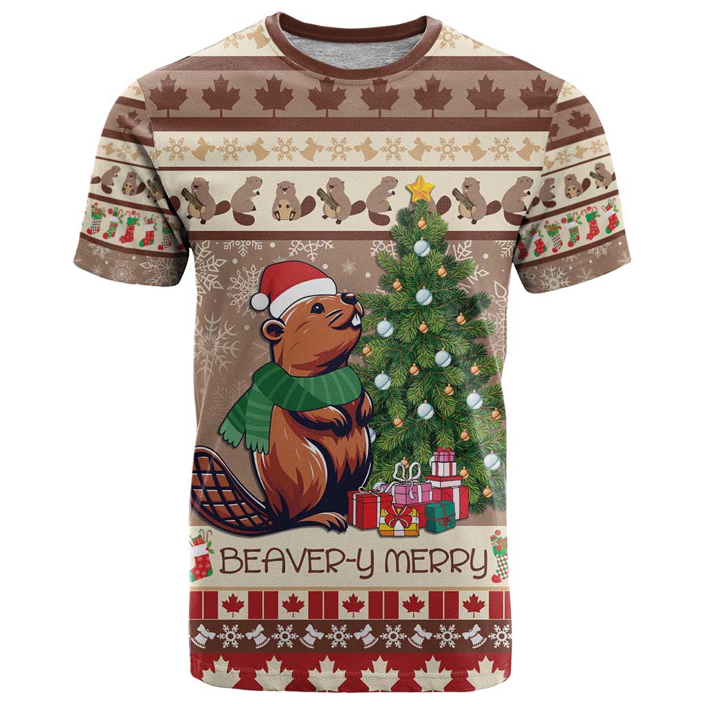 Personalized Beaver-y Merry T-Shirt Canada Merry Christmas Beavers Graphic Tee