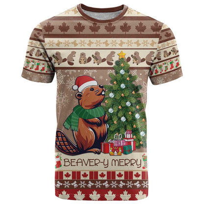 Personalized Beaver-y Merry T-Shirt Canada Merry Christmas Beavers Graphic Tee