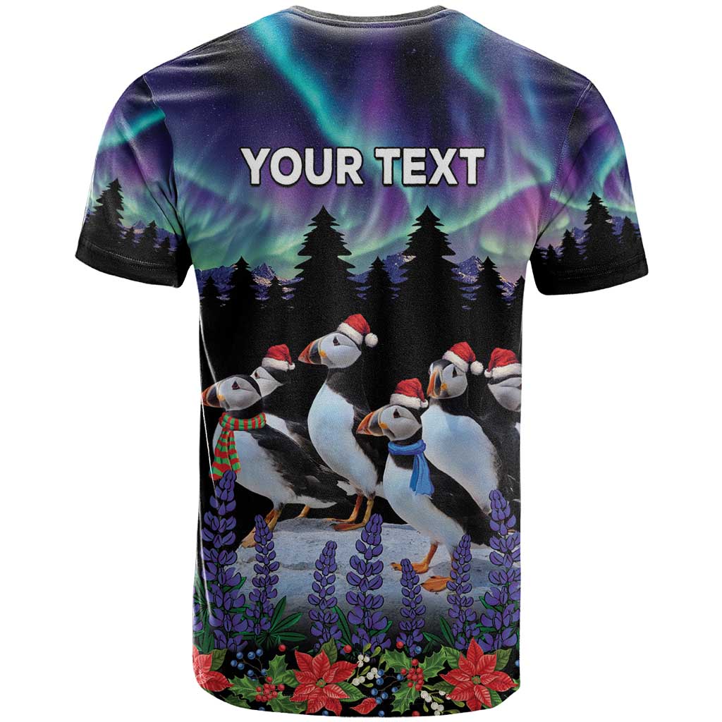 Personalized Not Now Arctic Puffin T-Shirt Icelandic Christmas with Northern Lights Graphic Tee