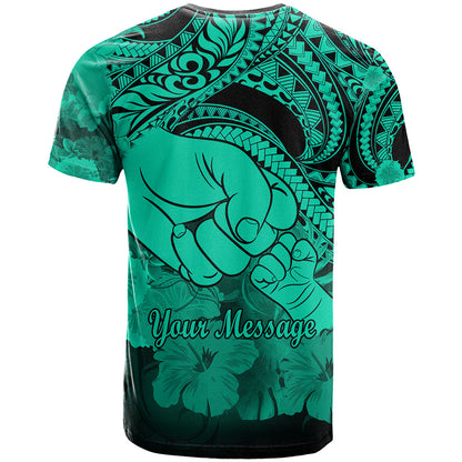 Personalised Polynesian Pride Happy Father Day T-Shirt I Love You Dad - Polynesian Tribal Green Graphic Tee