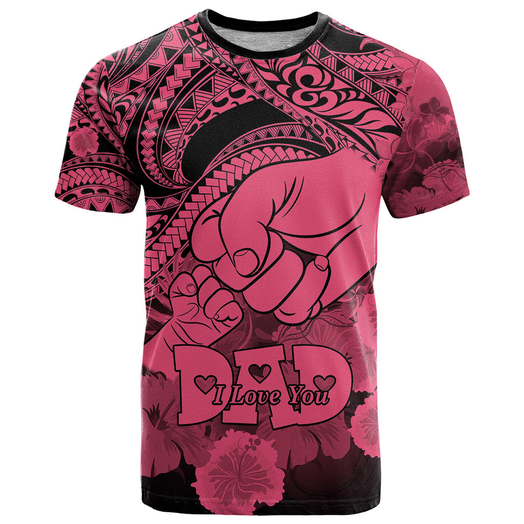 Personalised Polynesian Pride Happy Father Day T-Shirt I Love You Dad - Polynesian Tribal Pink Graphic Tee