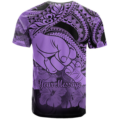 Personalised Polynesian Pride Happy Father Day T-Shirt I Love You Dad - Polynesian Tribal Purple Graphic Tee