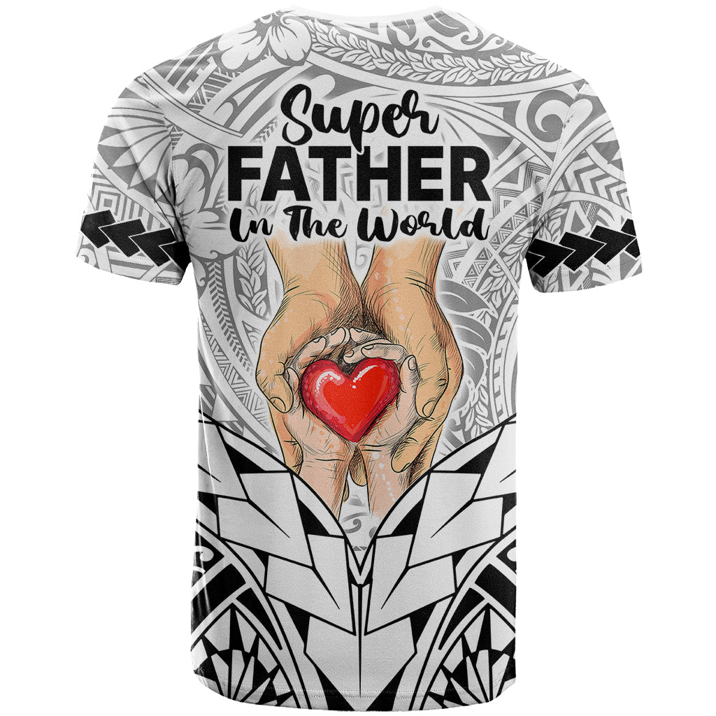 Polynesian Father's Day Gift For Dad T-Shirt Super Father In The World - Black Polynesian Pattern Graphic Tee