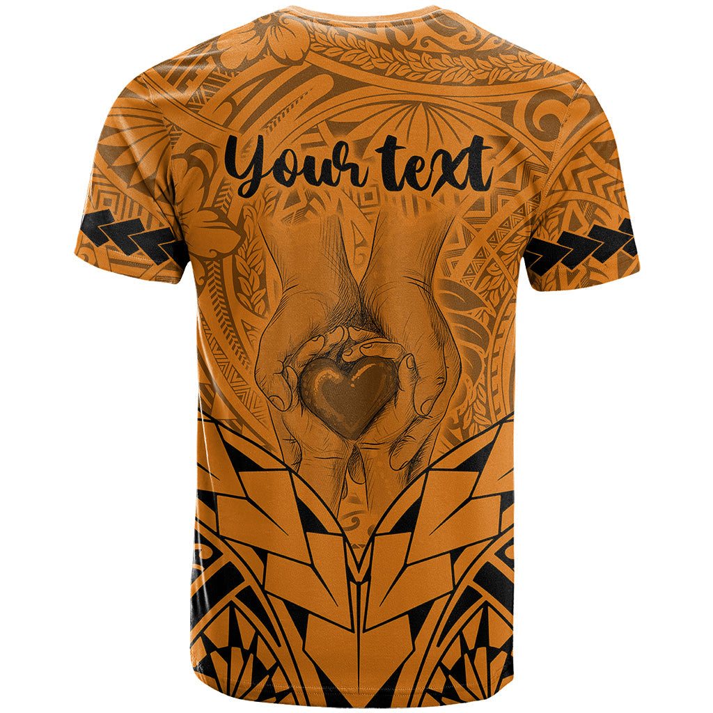 Personalised Polynesian Father's Day Gift For Dad T-Shirt Super Father In The World - Gold Polynesian Pattern Graphic Tee