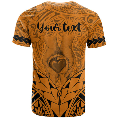 Personalised Polynesian Father's Day Gift For Dad T-Shirt Super Father In The World - Gold Polynesian Pattern Graphic Tee