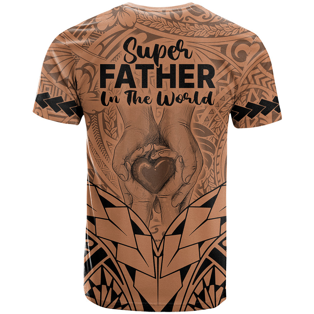 Polynesian Father's Day Gift For Dad T-Shirt Super Father In The World - Nude Polynesian Pattern Graphic Tee