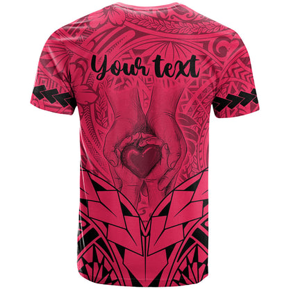 Personalised Polynesian Father's Day Gift For Dad T-Shirt Super Father In The World - Pink Polynesian Pattern Graphic Tee