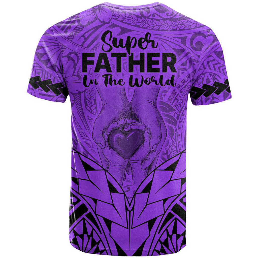 Polynesian Father's Day Gift For Dad T-Shirt Super Father In The World - Purple Polynesian Pattern Graphic Tee
