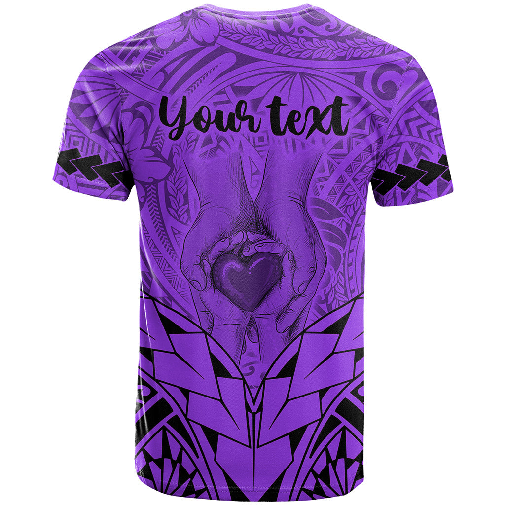 Personalised Polynesian Father's Day Gift For Dad T-Shirt Super Father In The World - Purple Polynesian Pattern Graphic Tee