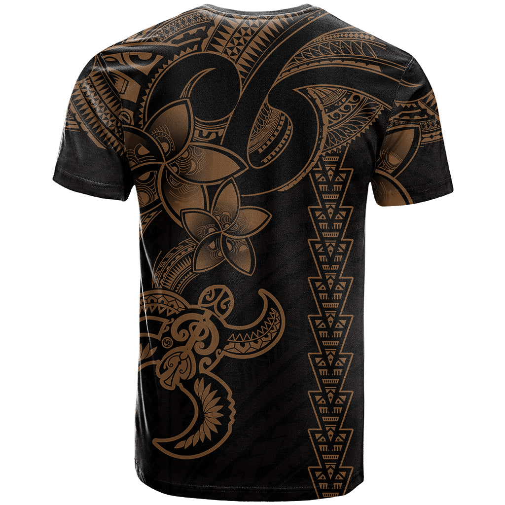 Hawaiian Tribal T-Shirt Polynesian Kakau Turtle - Gold Graphic Tee