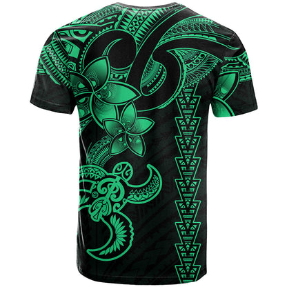 Hawaiian Tribal T-Shirt Polynesian Kakau Turtle - Green Graphic Tee