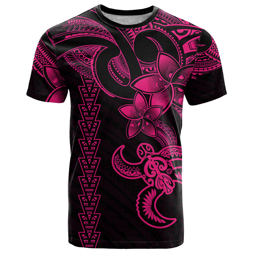 Hawaiian Tribal T-Shirt Polynesian Kakau Turtle - Pink Graphic Tee