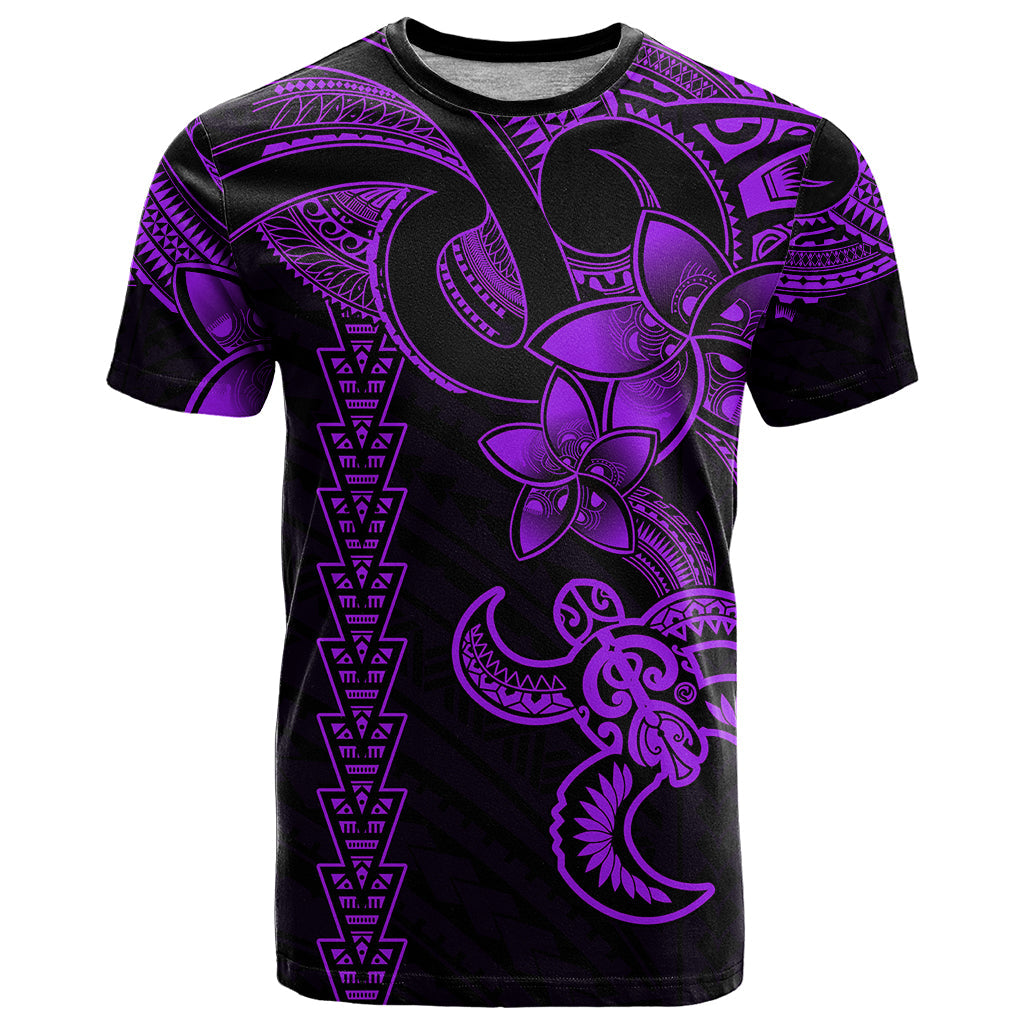 Hawaiian Tribal T-Shirt Polynesian Kakau Turtle - Purple Graphic Tee